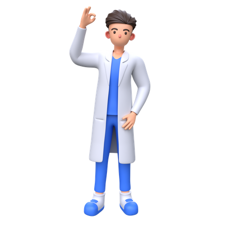 Doctor mostrando signo ok  3D Illustration