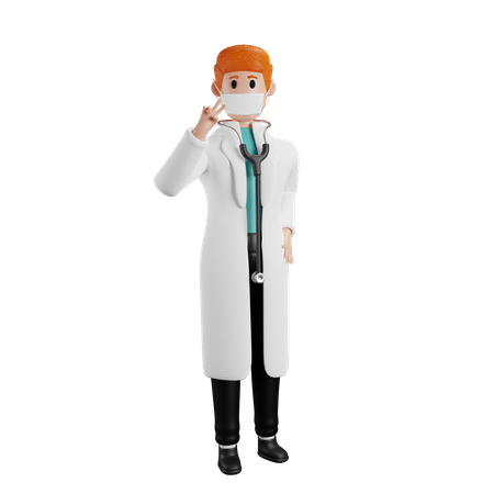 Doctor mostrando signo de victoria  3D Illustration