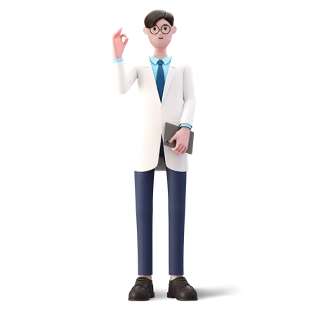 Doctor mostrando signo ok  3D Illustration