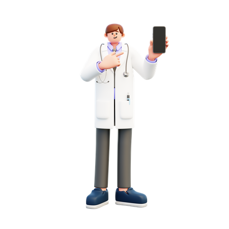 Doctor mostrando teléfono inteligente  3D Illustration