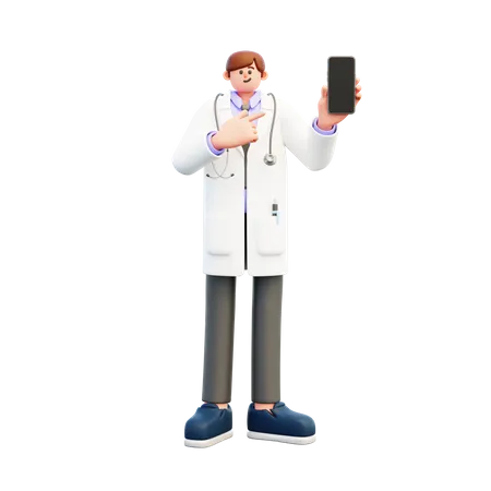 Doctor mostrando teléfono inteligente  3D Illustration