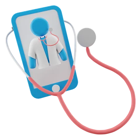 Doctor on Mobile  3D Illustration