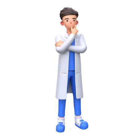 Doctor pensando algo  3D Illustration