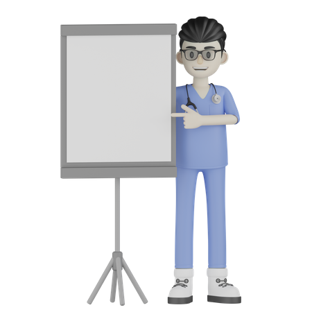 Doctor Pointing Board  3D Illustration