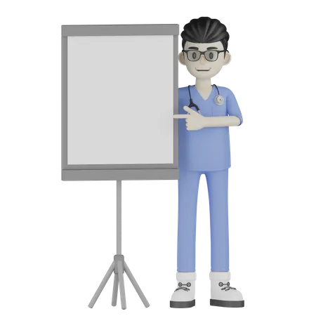 Doctor Pointing Board  3D Illustration