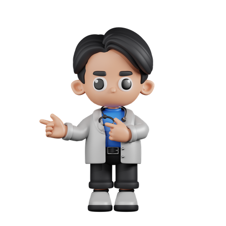 Doctor Pointing Fingers In Direction  3D Icon