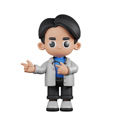 Doctor Pointing Fingers In Direction  3D Illustration