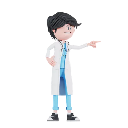 Doctor pointing left finger  3D Illustration