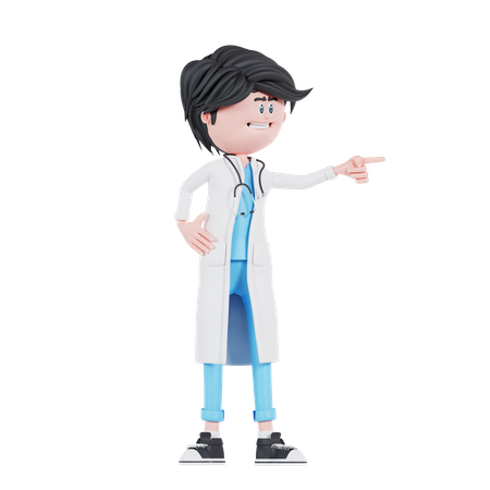 Doctor pointing left finger  3D Illustration