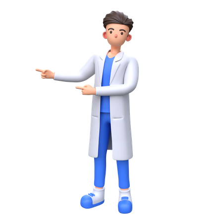 Doctor pointing left with both index finger  3D Icon