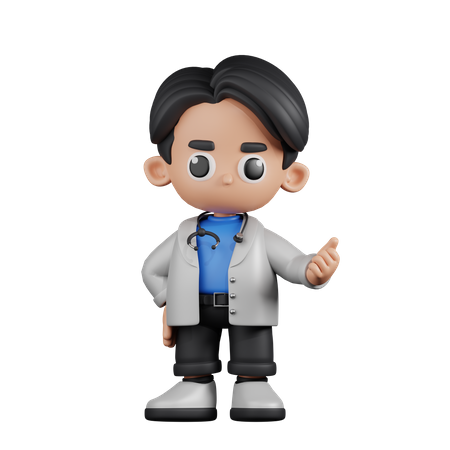 Doctor Pointing Next  3D Illustration