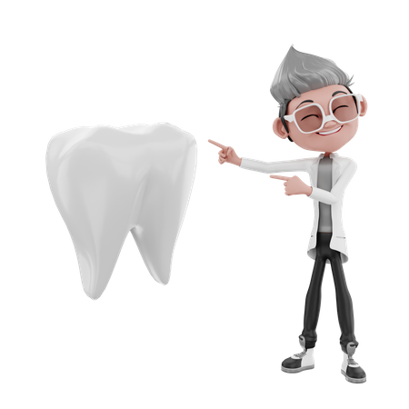Doctor pointing on tooth 3D Illustration