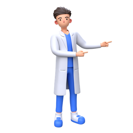 Doctor pointing right with both index finger  3D Icon