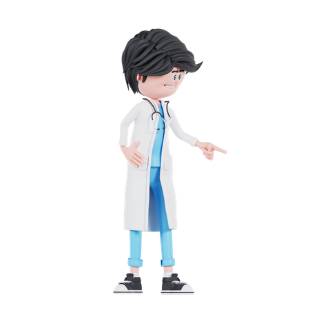 Doctor pointing to left  3D Illustration