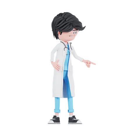 Doctor pointing to left  3D Illustration