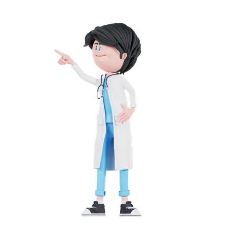 Doctor pointing to right  3D Illustration