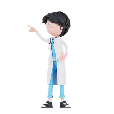 Doctor pointing to right  3D Illustration