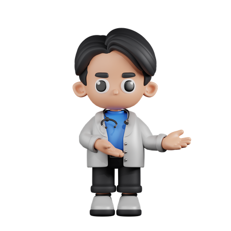 Doctor Pointing To Something  3D Icon