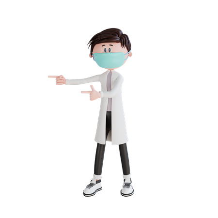 Doctor pointing to the left side 3D Illustration