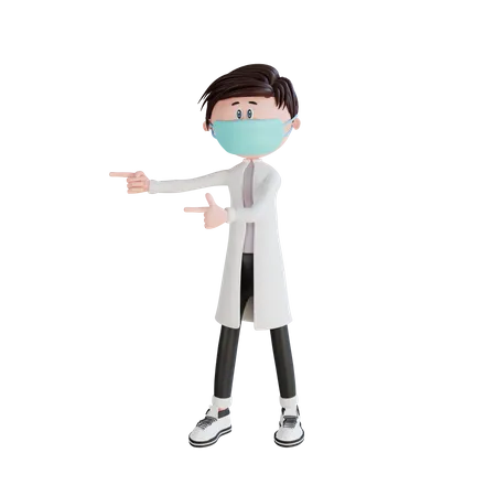 3 D Character Doctor Pointing To The Right Pose Illustration Object 3D Illustration