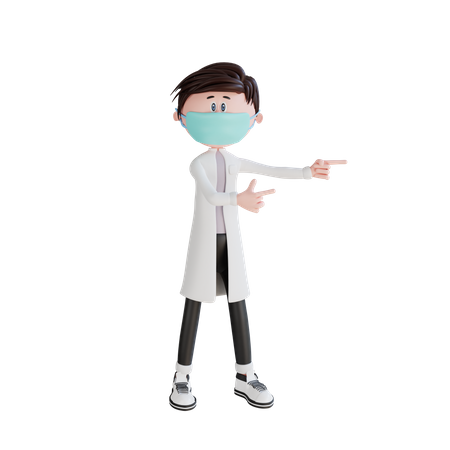 Doctor pointing to the right side 3D Illustration