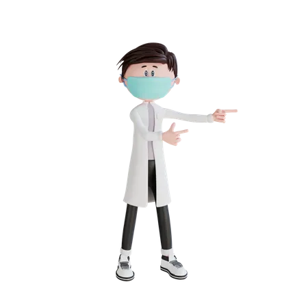 3 D Character Doctor Pointing To The Left Pose Illustration Object 3D Illustration