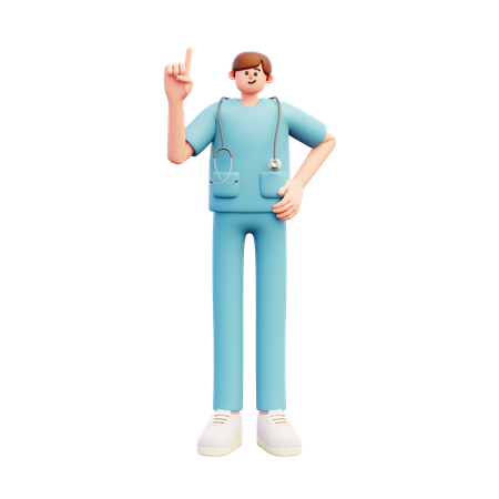 Doctor Pointing Up  3D Illustration