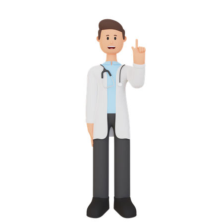 Doctor pointing up  3D Illustration