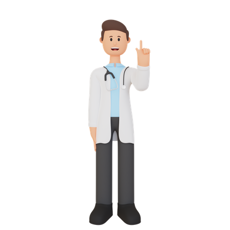 Doctor pointing up 3D Illustration