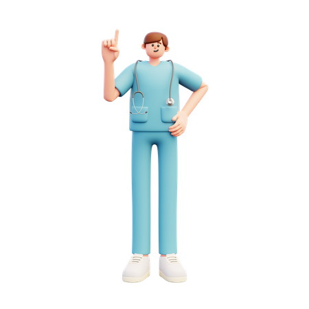 Doctor Pointing Up  3D Illustration