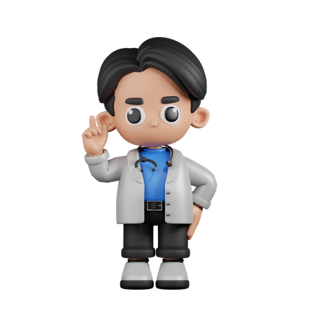 Doctor Pointing Up  3D Illustration