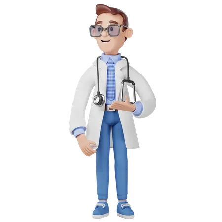 Doctor Pointing With Hand  3D Illustration