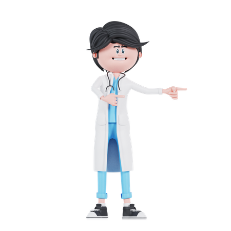 Doctor pose pointing to left  3D Illustration