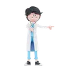 Doctor pose pointing to left