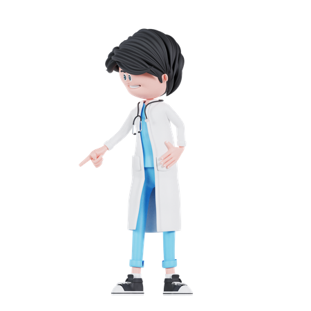 Doctor pose pointing to right  3D Illustration