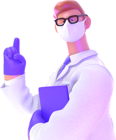 Doctor raising finger 3D Illustration