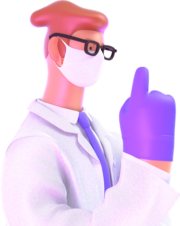 Doctor raising his finger  3D Illustration