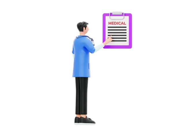 Doctor reading a medical chart  3D Illustration