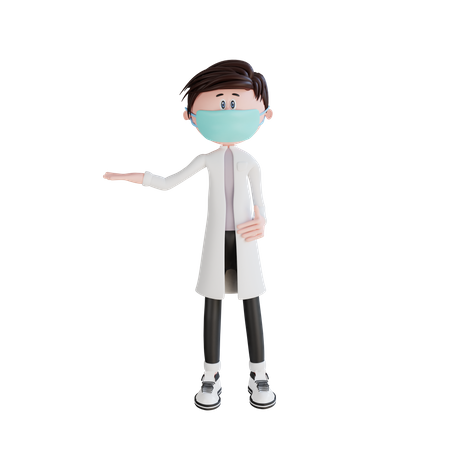 Doctor rising right hand pose 3D Illustration