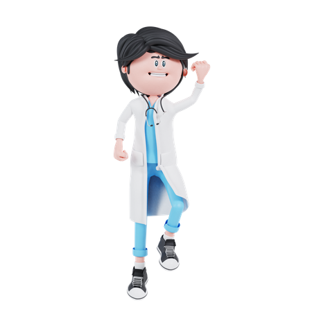 Pose de salto del doctor  3D Illustration