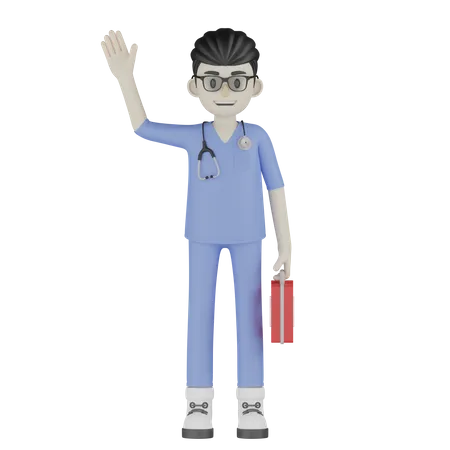 Doctor saluda  3D Illustration