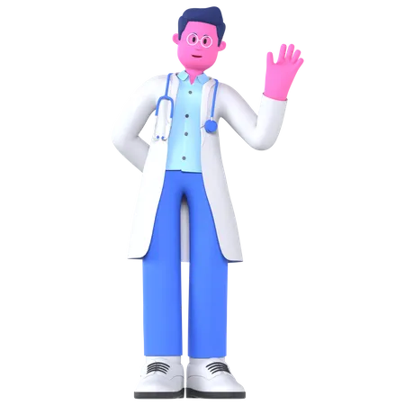 Doctor saluda  3D Illustration