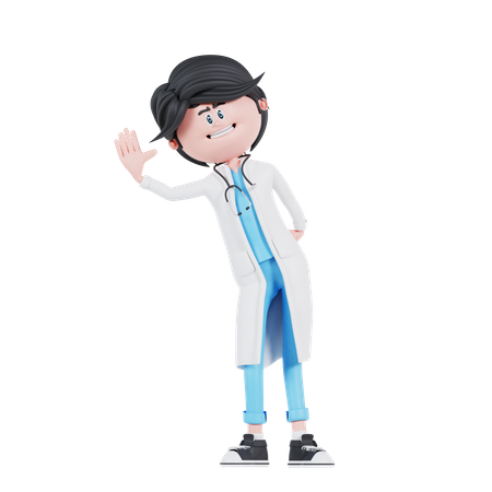 Doctor say hello pose  3D Illustration