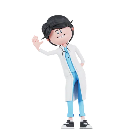 Doctor say hello pose  3D Illustration