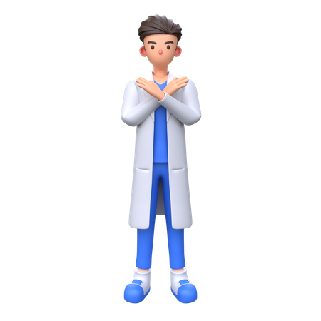 Doctor saying no with x sign hand gesture  3D Icon