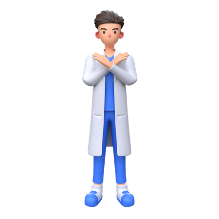 Doctor saying no with x sign hand gesture  3D Illustration