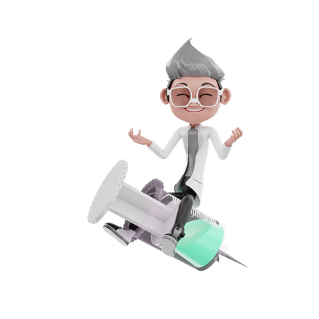 Doctor seating on injection  3D Illustration