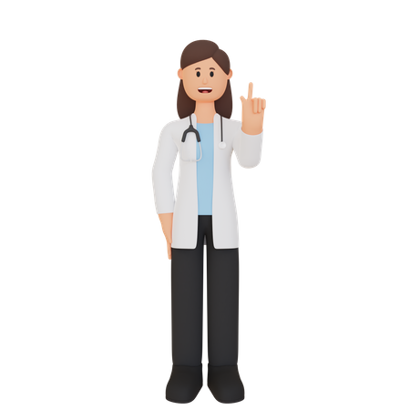 Doctor apuntando hacia arriba  3D Illustration