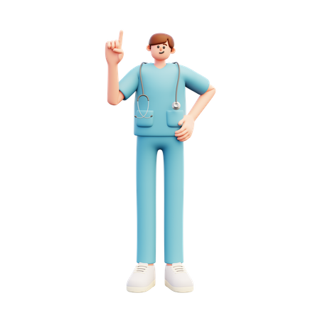 Doctor apuntando hacia arriba  3D Illustration