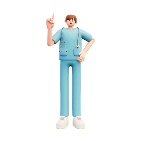 Doctor apuntando hacia arriba  3D Illustration